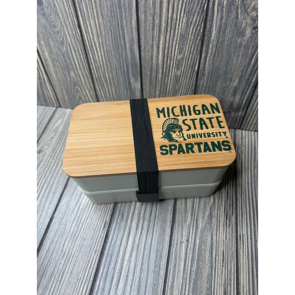 Michigan State University Spartans Stackable Bento Lunch Box With Bamboo Lid & U